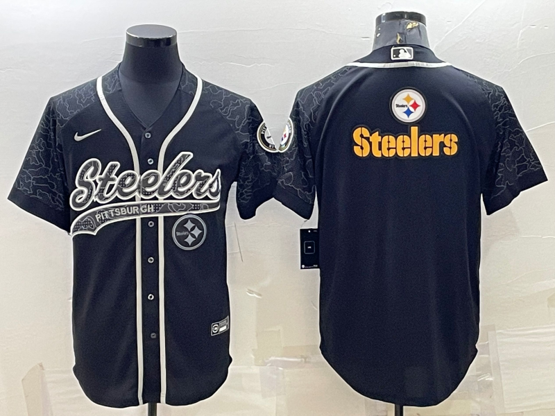 Men's Pittsburgh Steelers Black Retired RFLCTV Limited Jersey